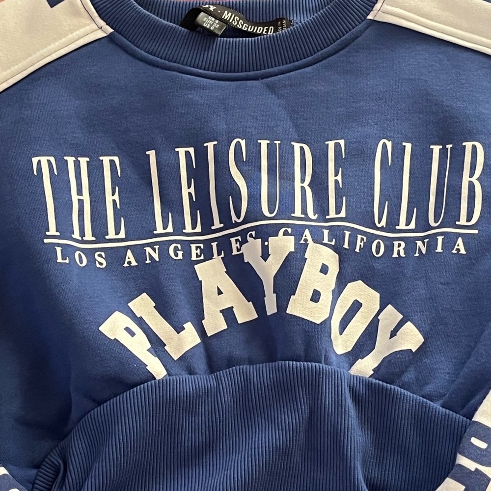Blue Playboy crop top